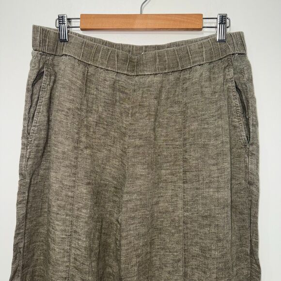 Eileen Fisher 100% Organic Linen Pull On Wide Leg Pant - Brown M - Picture 4 of 6